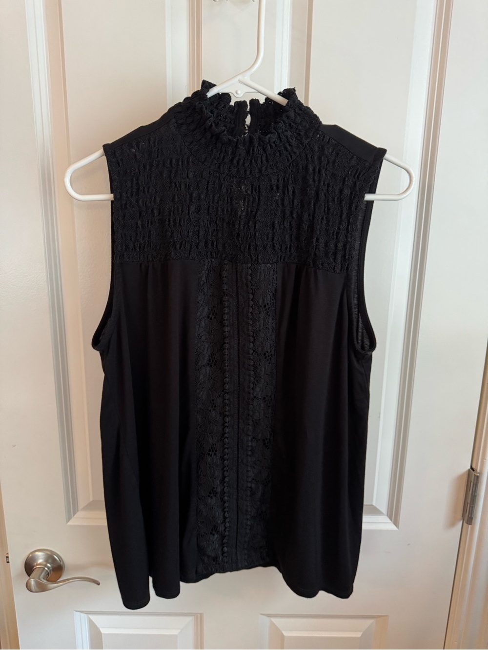 Cable & Gauge Black Lace High-Neck Sleeveless Top